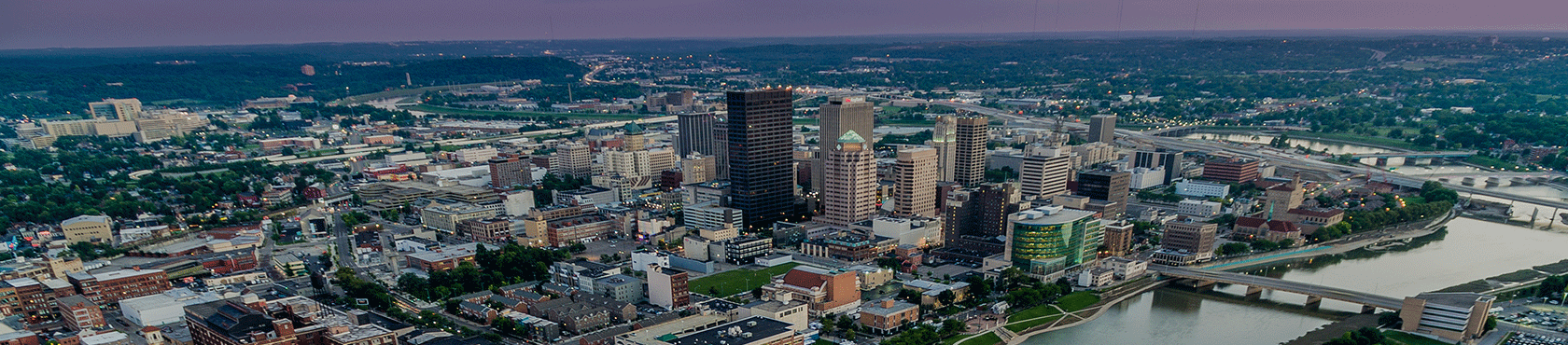 Dayton skyline and river